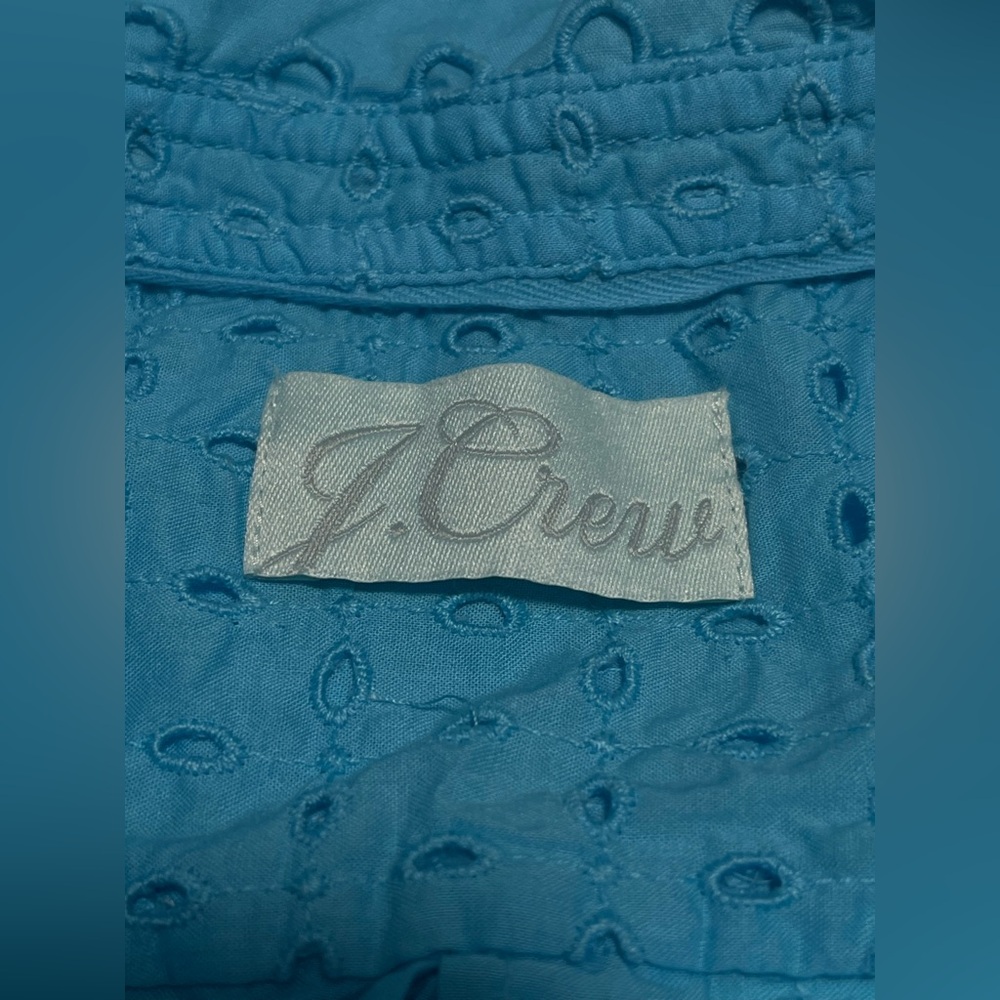 J. CREW Women’s Turquoise Eyelet LS  Button-Down Top Shirt Size M - Picture 11 of 16
